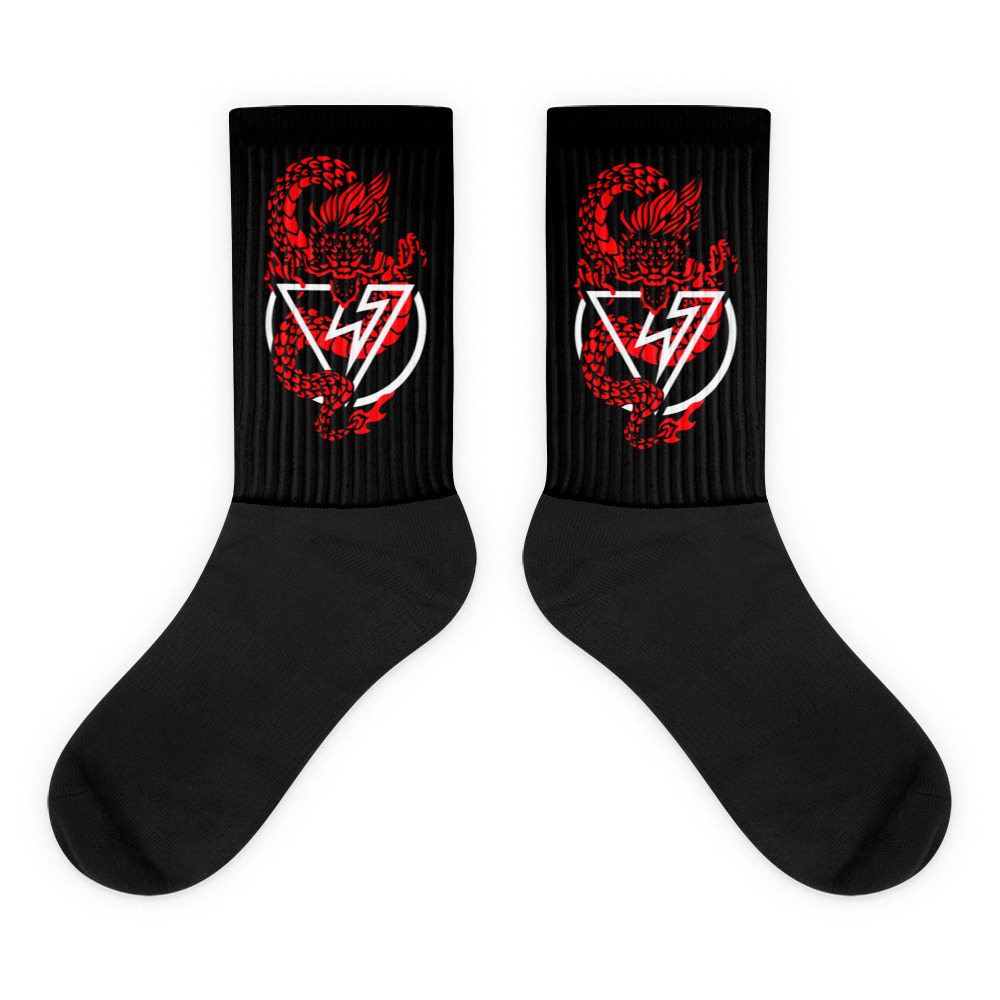 Dragon logo crew socks – black